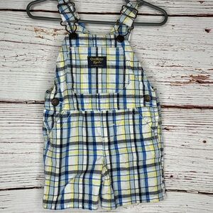 Oshkosh Shortalls Blue Yellow Plaid 9 months